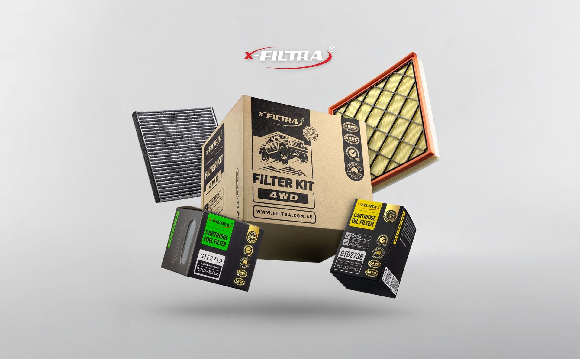 CABIN FILTER GTCA104, AIR FILTER GTA1747, FUEL FILTER GTF2719, OIL FILTER GTO2736